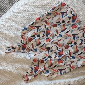 LOFT Floral Sleeveless Blouse with Taupe Red and Blue